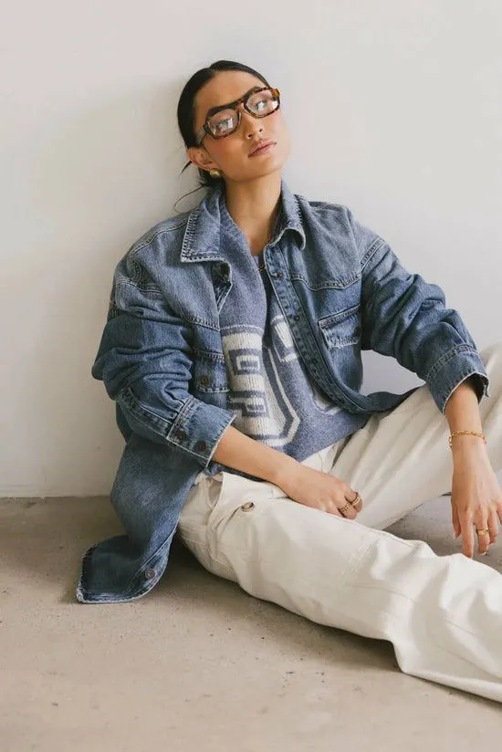 Bohme Hadid Denim Jacket Medium Wash Women Jackets