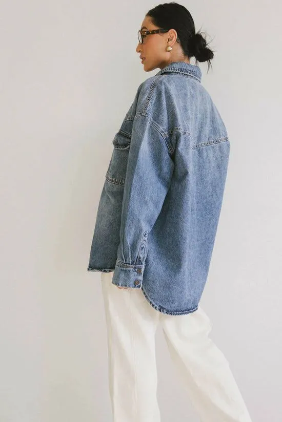 Bohme Hadid Denim Jacket Medium Wash Women Jackets