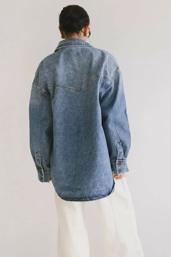 Bohme Hadid Denim Jacket Medium Wash Women Jackets