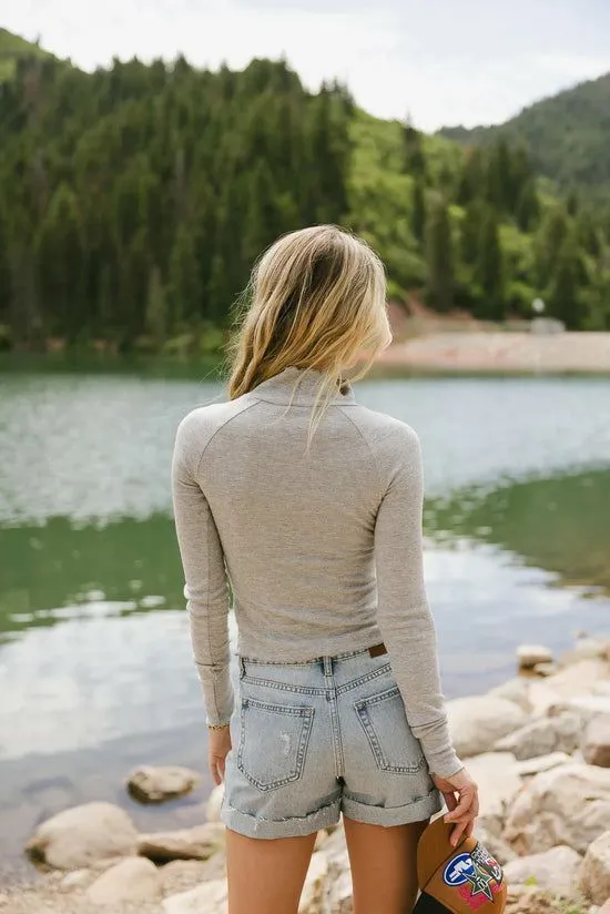 Bohme Hester Waffle Knit Top In Grey Grey Women Tees and Tanks