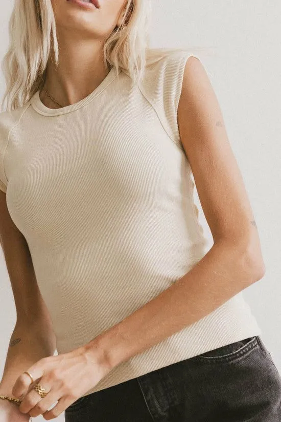Bohme Huxley Cap Sleeve Top In Beige Beige Women Tees and Tanks