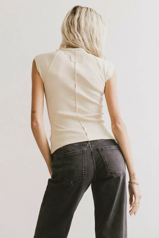 Bohme Huxley Cap Sleeve Top In Beige Beige Women Tees and Tanks