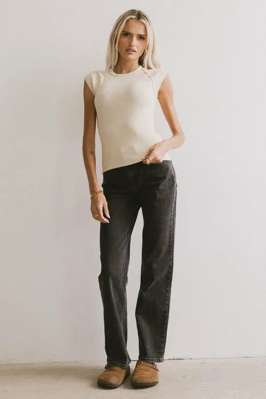 Bohme Huxley Cap Sleeve Top In Beige Beige Women Tees and Tanks