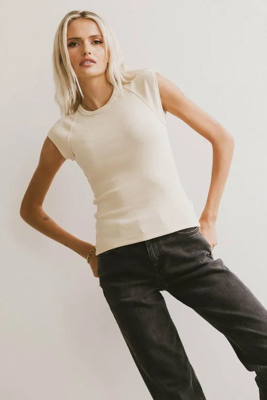 Bohme Huxley Cap Sleeve Top In Beige Beige Women Tees and Tanks