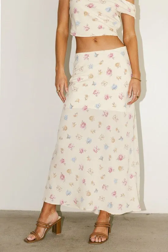 Bohme Ivy Floral Maxi Skirt Cream Women Skirts