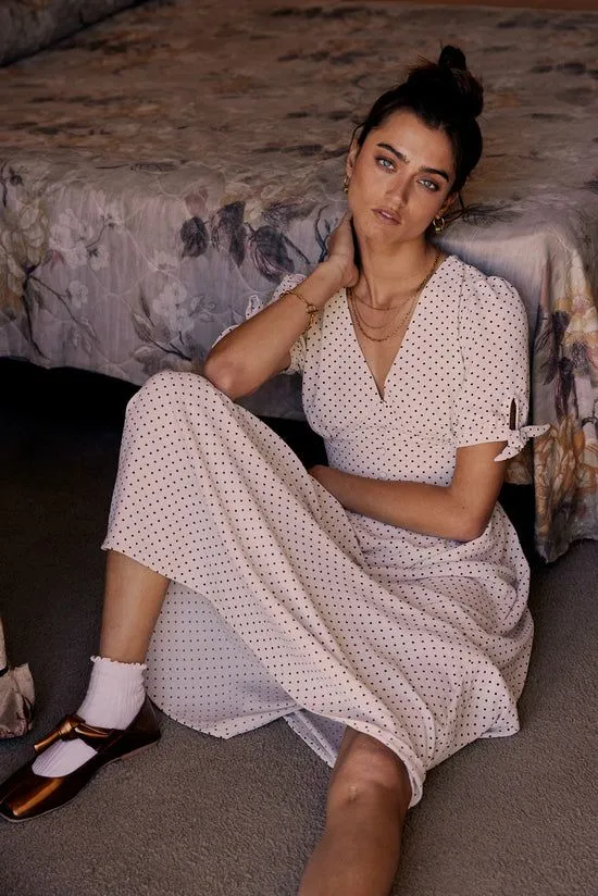 Bohme Janae Polka Dot Midi Dress Natural Women Dresses