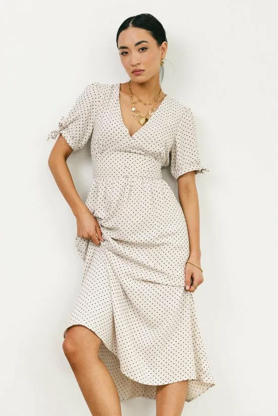 Bohme Janae Polka Dot Midi Dress Natural Women Dresses