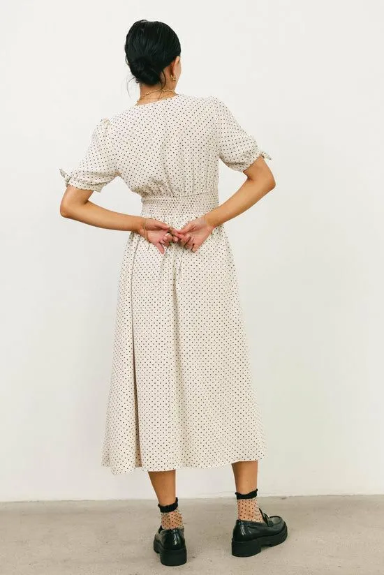 Bohme Janae Polka Dot Midi Dress Natural Women Dresses