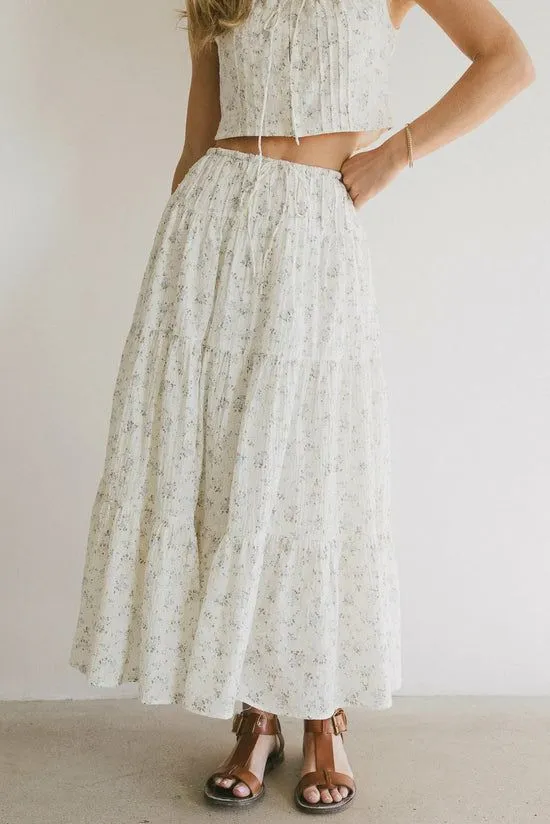 Bohme Jenna Floral Midi Skirt Cream Women Skirts
