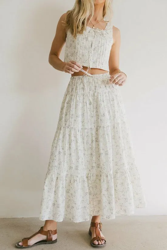 Bohme Jenna Floral Midi Skirt Cream Women Skirts
