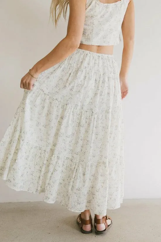 Bohme Jenna Floral Midi Skirt Cream Women Skirts