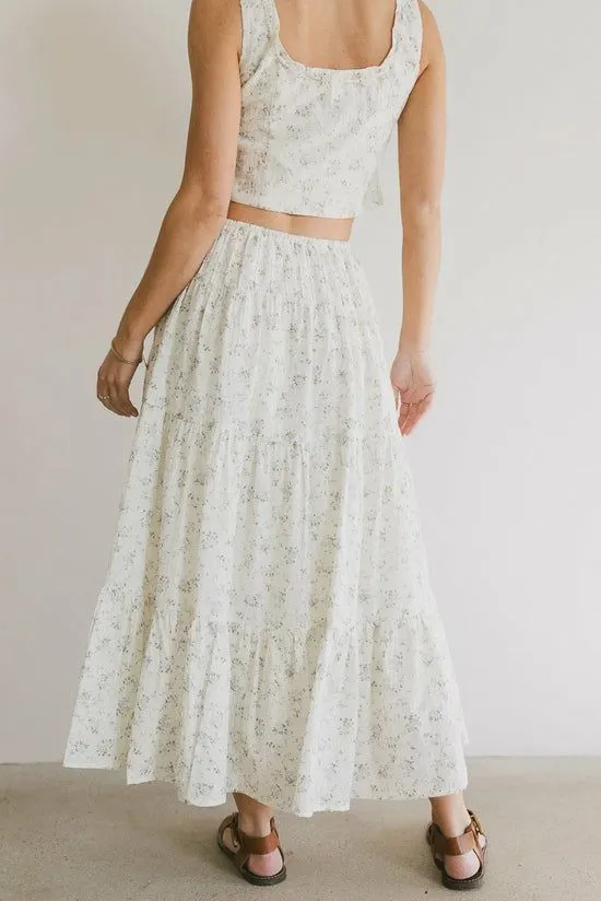 Bohme Jenna Floral Midi Skirt Cream Women Skirts