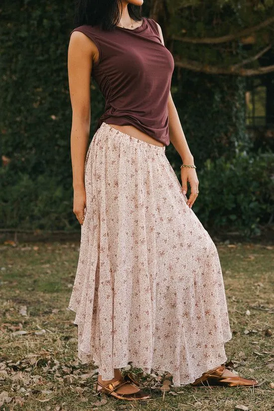 Bohme Joanna Floral Midi Skirt Cream Women Skirts