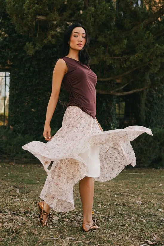 Bohme Joanna Floral Midi Skirt Cream Women Skirts