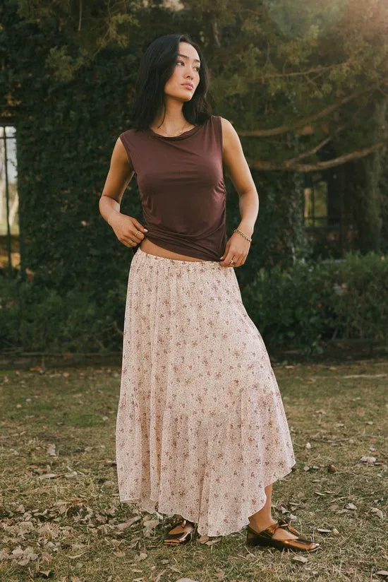 Bohme Joanna Floral Midi Skirt Cream Women Skirts