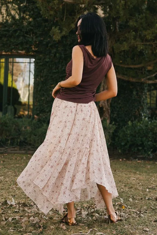 Bohme Joanna Floral Midi Skirt Cream Women Skirts