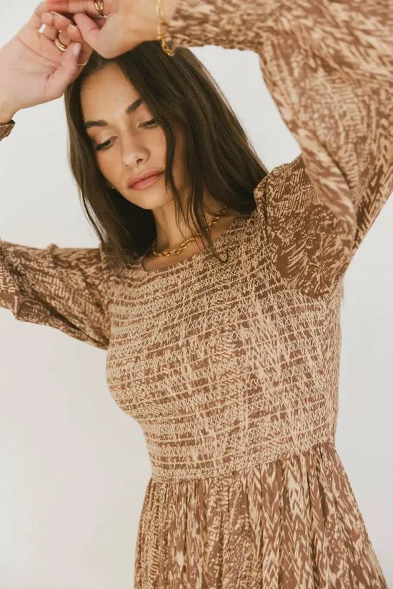 Bohme Justice Abstract Midi Dress In Brown Brown Women Dresses