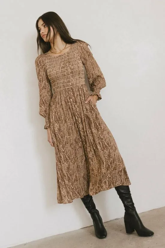 Bohme Justice Abstract Midi Dress In Brown Brown Women Dresses