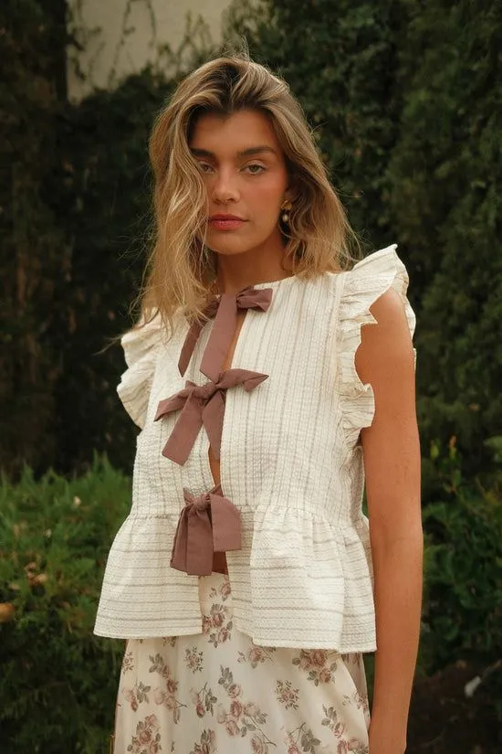 Bohme Kadie Tie Front Blouse In Mocha Mocha Women Blouses