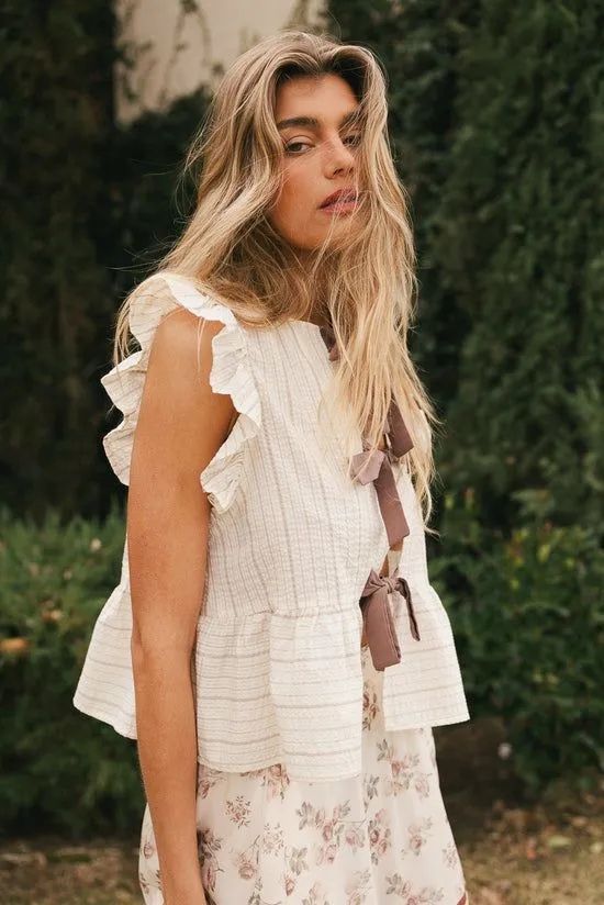 Bohme Kadie Tie Front Blouse In Mocha Mocha Women Blouses