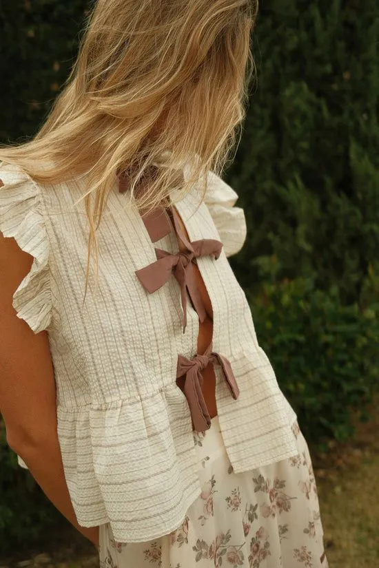 Bohme Kadie Tie Front Blouse In Mocha Mocha Women Blouses
