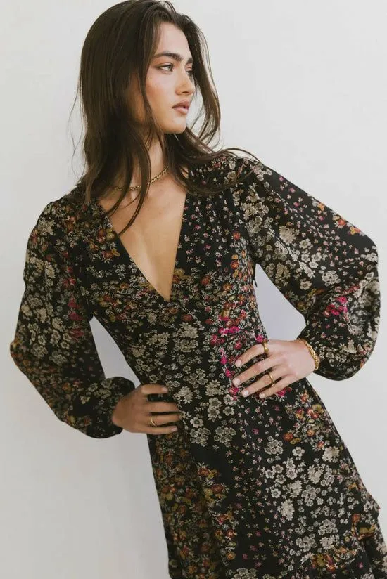 Bohme Kali Floral Dress Black Women Dresses