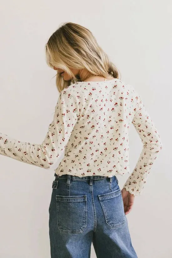 Bohme Karrie Floral Knit Cardigan Ivory Women Tops