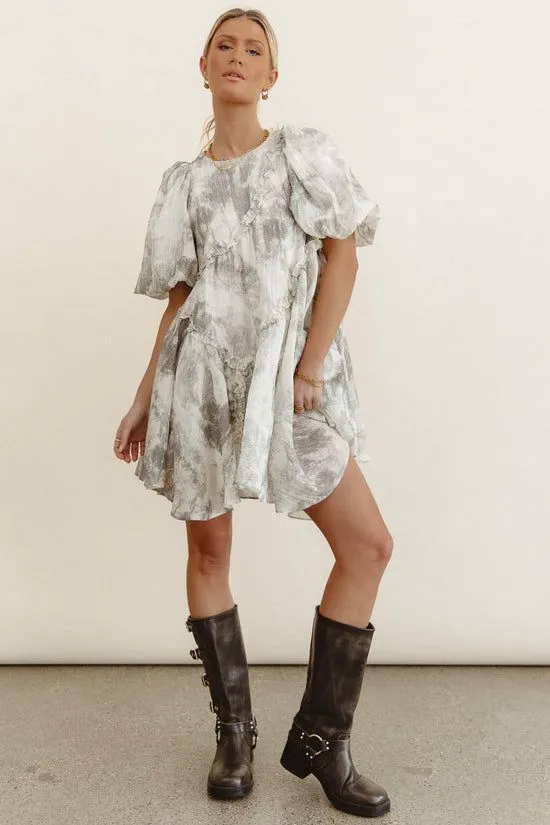Bohme Kellie Abstract Baby Doll Dress Grey Women Dresses