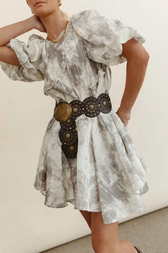Bohme Kellie Abstract Baby Doll Dress Grey Women Dresses