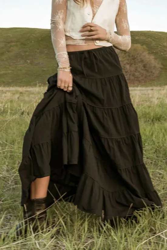 Bohme Kenzington Tiered Skirt Black Black Women Skirts