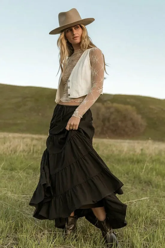 Bohme Kenzington Tiered Skirt Black Black Women Skirts