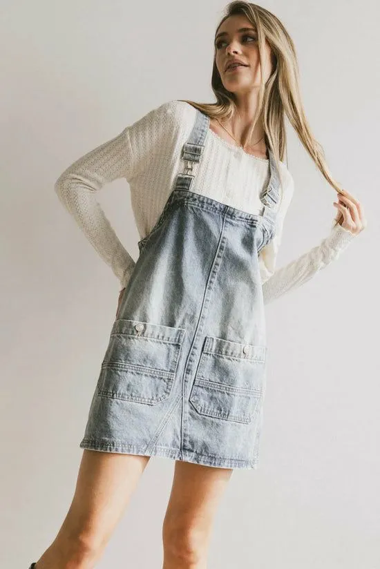 Bohme Koa Denim Mini Dress Light Wash Women Dresses