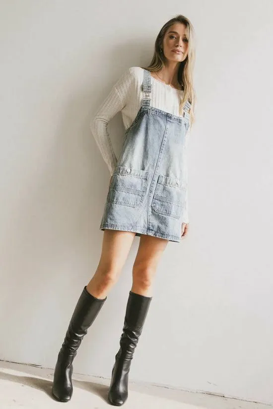 Bohme Koa Denim Mini Dress Light Wash Women Dresses