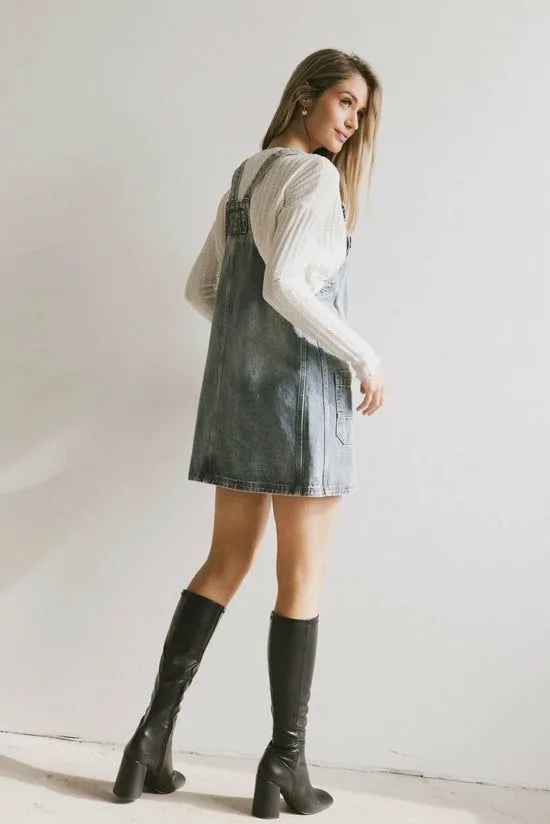 Bohme Koa Denim Mini Dress Light Wash Women Dresses