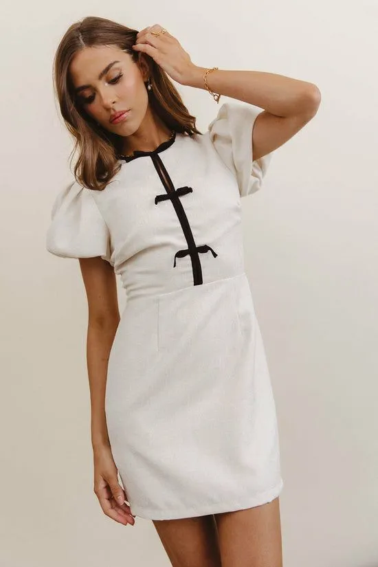 Bohme Laura Bow Mini Dress Natural Women Dresses