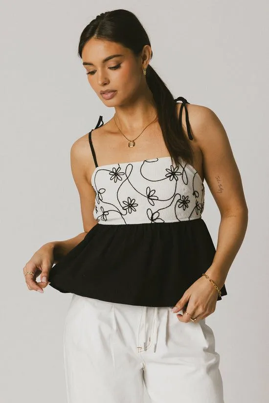 Bohme Leandra Floral Tank Black Women Blouses