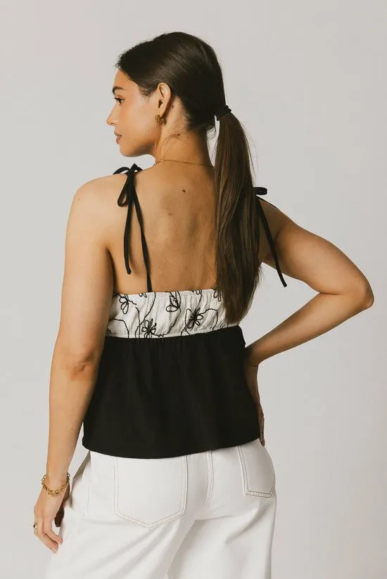 Bohme Leandra Floral Tank Black Women Blouses