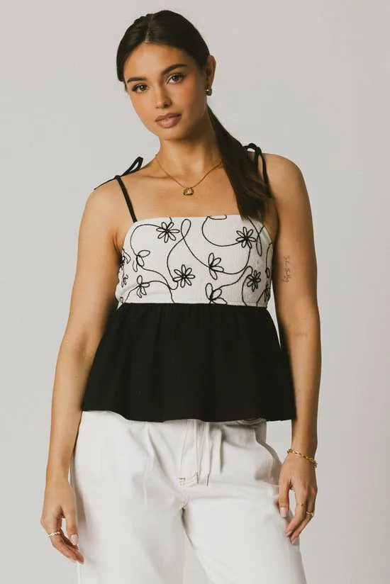 Bohme Leandra Floral Tank Black Women Blouses