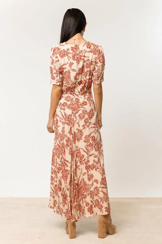 Bohme Lia Floral Midi Dress In Rust Rust Women Dresses