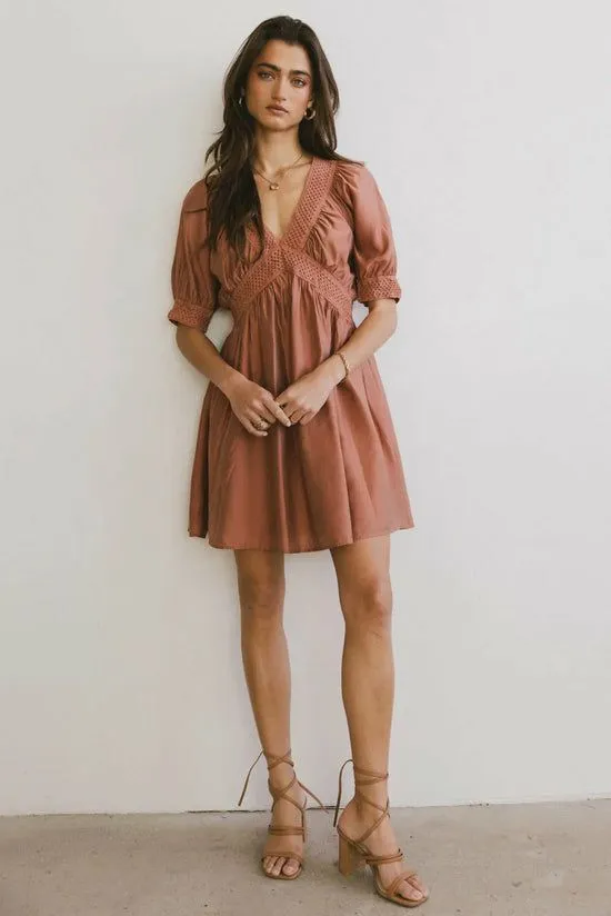 Bohme Lorna Mini Dress In Rust Rust Women Dresses