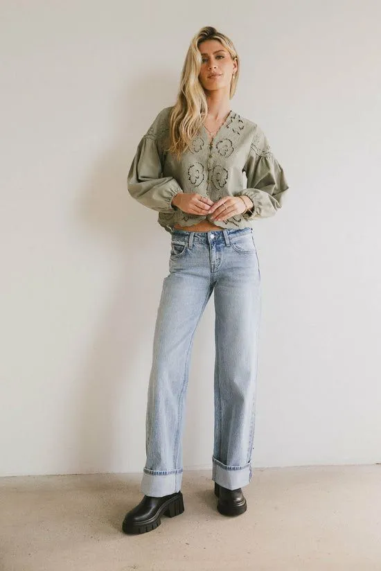 Bohme Marcia Cuffed Baggy Jeans Light Wash Women All Bottoms