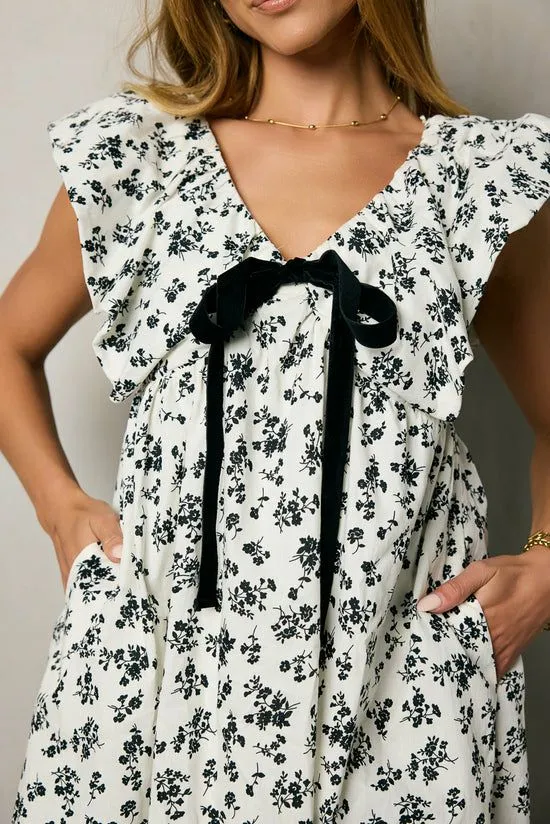 Bohme Margot Floral Baby Doll Dress Black Women Dresses