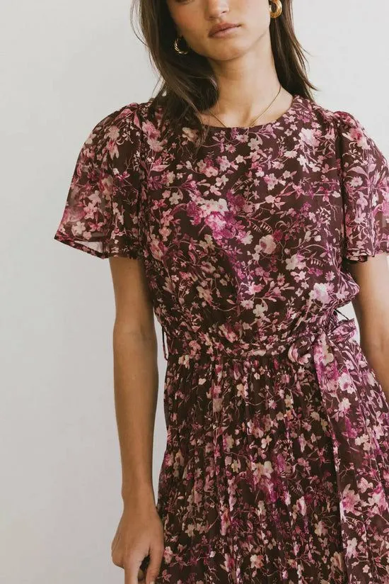 Bohme Mary Anne Floral Midi Dress In Brown Brown Women Dresses