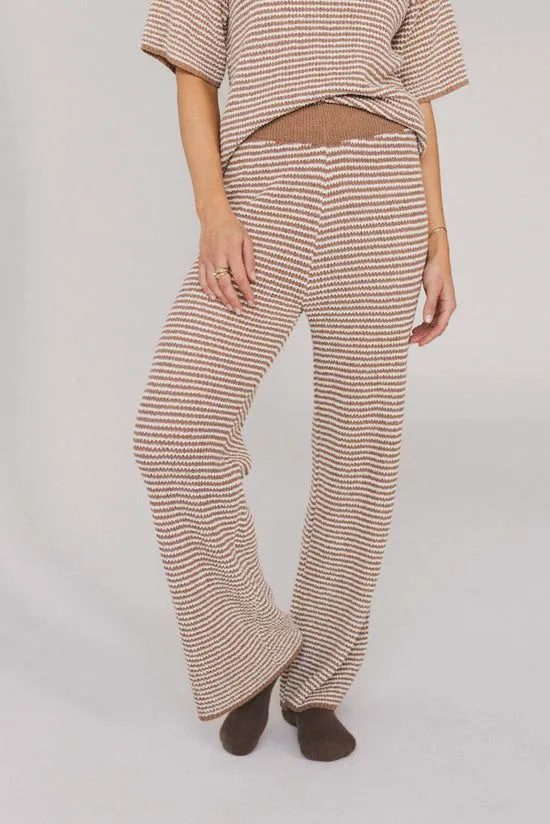Bohme Matilda Striped Knit Pants Mocha Women Loungewear