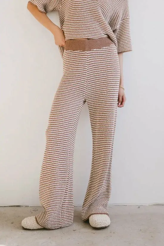 Bohme Matilda Striped Knit Pants Mocha Women Loungewear