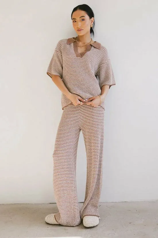 Bohme Matilda Striped Knit Pants Mocha Women Loungewear