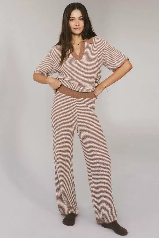 Bohme Matilda Striped Knit Pants Mocha Women Loungewear