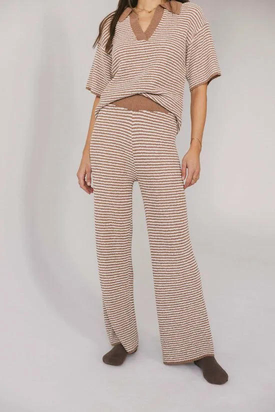 Bohme Matilda Striped Knit Pants Mocha Women Loungewear