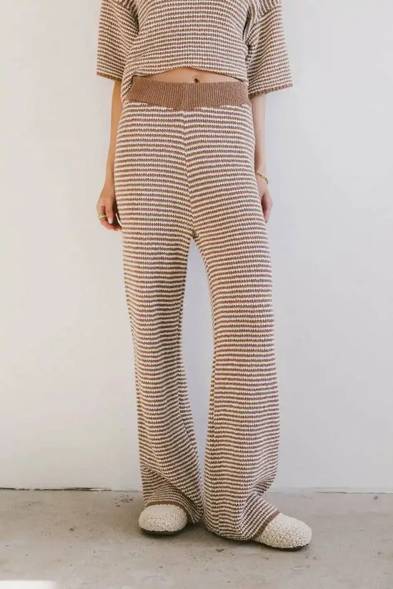 Bohme Matilda Striped Knit Pants Mocha Women Loungewear