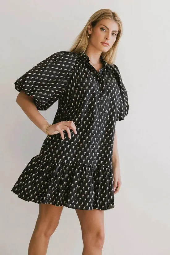 Bohme Miel Floral Mini Dress Black Women Dresses